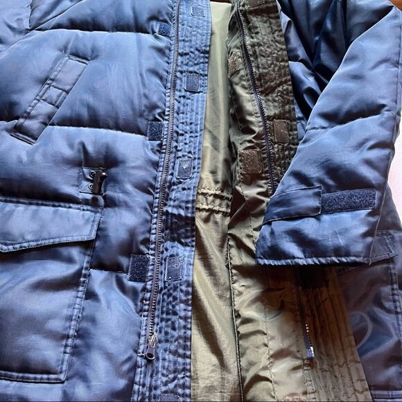 Outbrook puffer coat reversible Medium Navy and olive green zipper and velcro - Picture 8 of 10